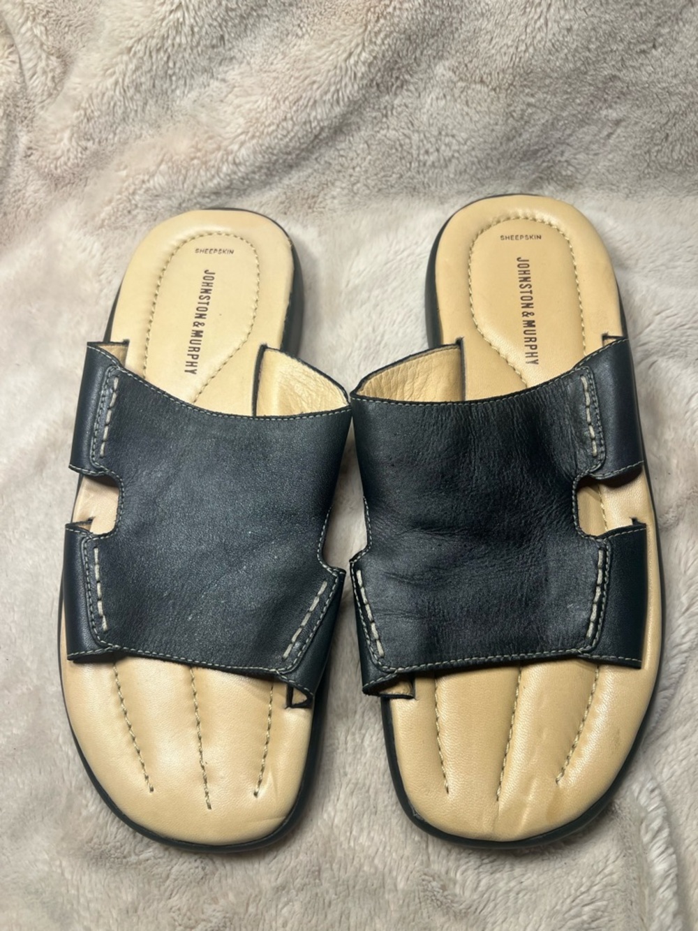 Johnston & Murphy leather slide sandals mens 12